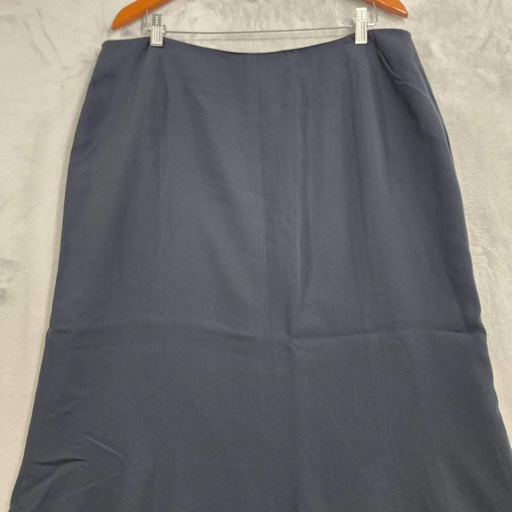 Vintage Jones New York Skirt Womens 16 Blue High Waist Flare Hem Trumpet Lined